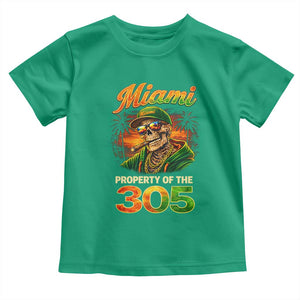 Miami Property of the 305 Skeleton Graphic Toddler T Shirt Street King with Sunset Florida Swag TS02 Irish Green Print Your Wear