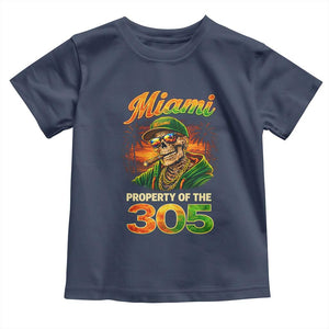 Miami Property of the 305 Skeleton Graphic Toddler T Shirt Street King with Sunset Florida Swag TS02 Navy Print Your Wear