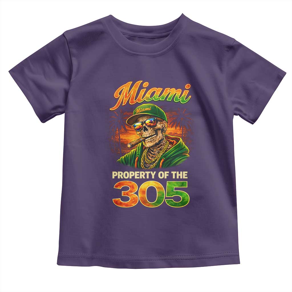 Miami Property of the 305 Skeleton Graphic Toddler T Shirt Street King with Sunset Florida Swag TS02 Purple Print Your Wear