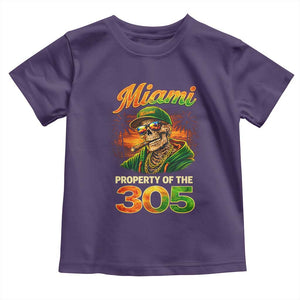 Miami Property of the 305 Skeleton Graphic Toddler T Shirt Street King with Sunset Florida Swag TS02 Purple Print Your Wear
