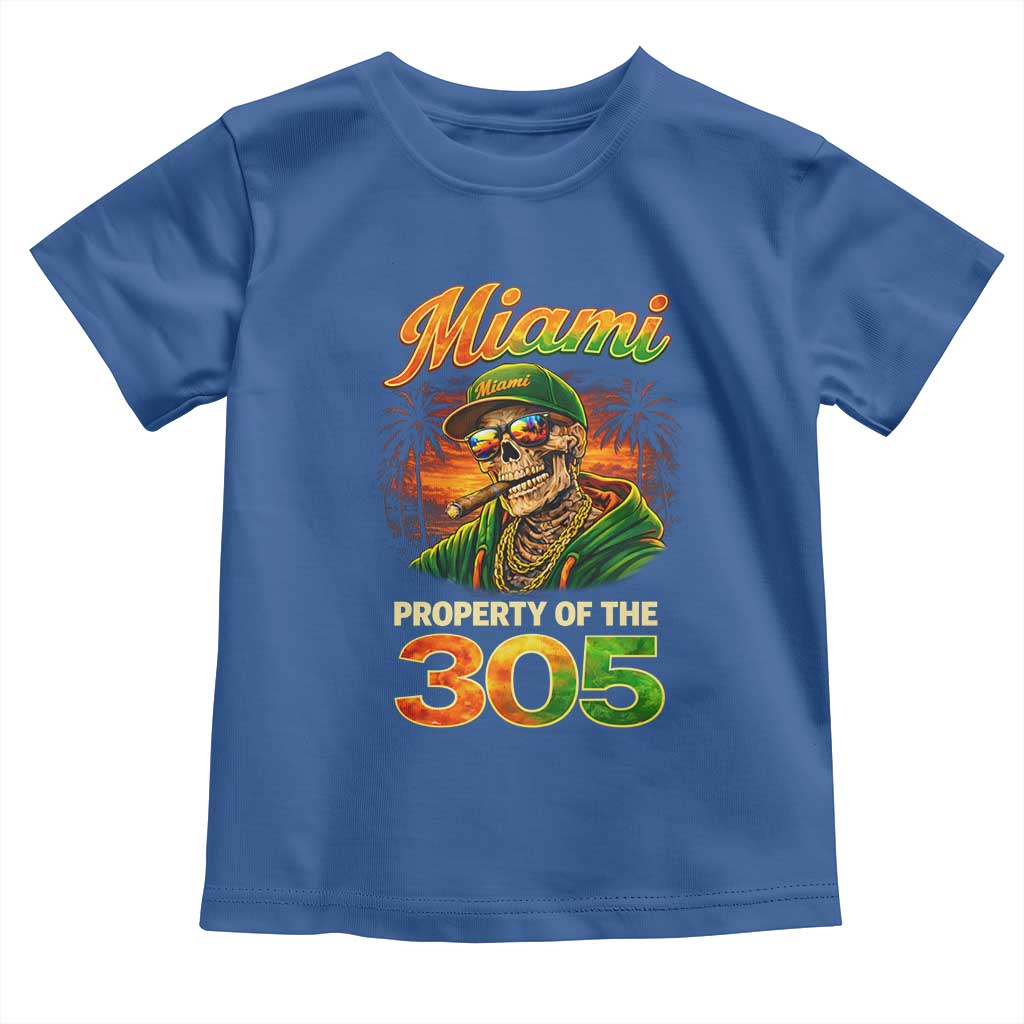 Miami Property of the 305 Skeleton Graphic Toddler T Shirt Street King with Sunset Florida Swag TS02 Royal Blue Print Your Wear