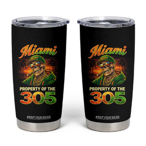 Miami Property of the 305 Skeleton Graphic Tumbler Cup Street King with Sunset Florida Swag TS02 Black Print Your Wear