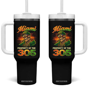 Miami Property of the 305 Skeleton Graphic Tumbler With Handle Street King with Sunset Florida Swag TS02 One Size: 40 oz Black Print Your Wear