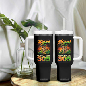 Miami Property of the 305 Skeleton Graphic Tumbler With Handle Street King with Sunset Florida Swag TS02 Print Your Wear