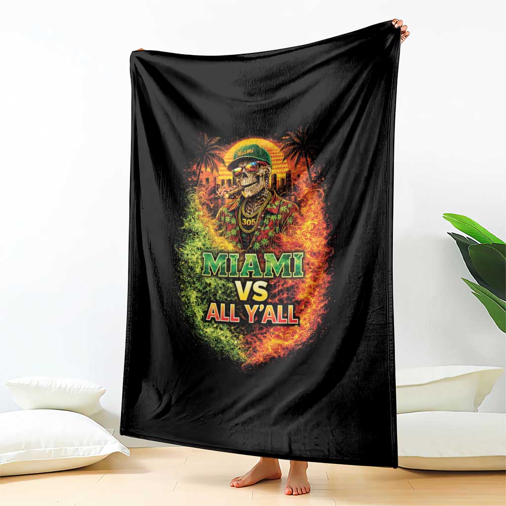 Miami vs All You All 305 Skeleton Flame Graphic Throw Blanket Tropical City Pride Florida Love TS02 Print Your Wear