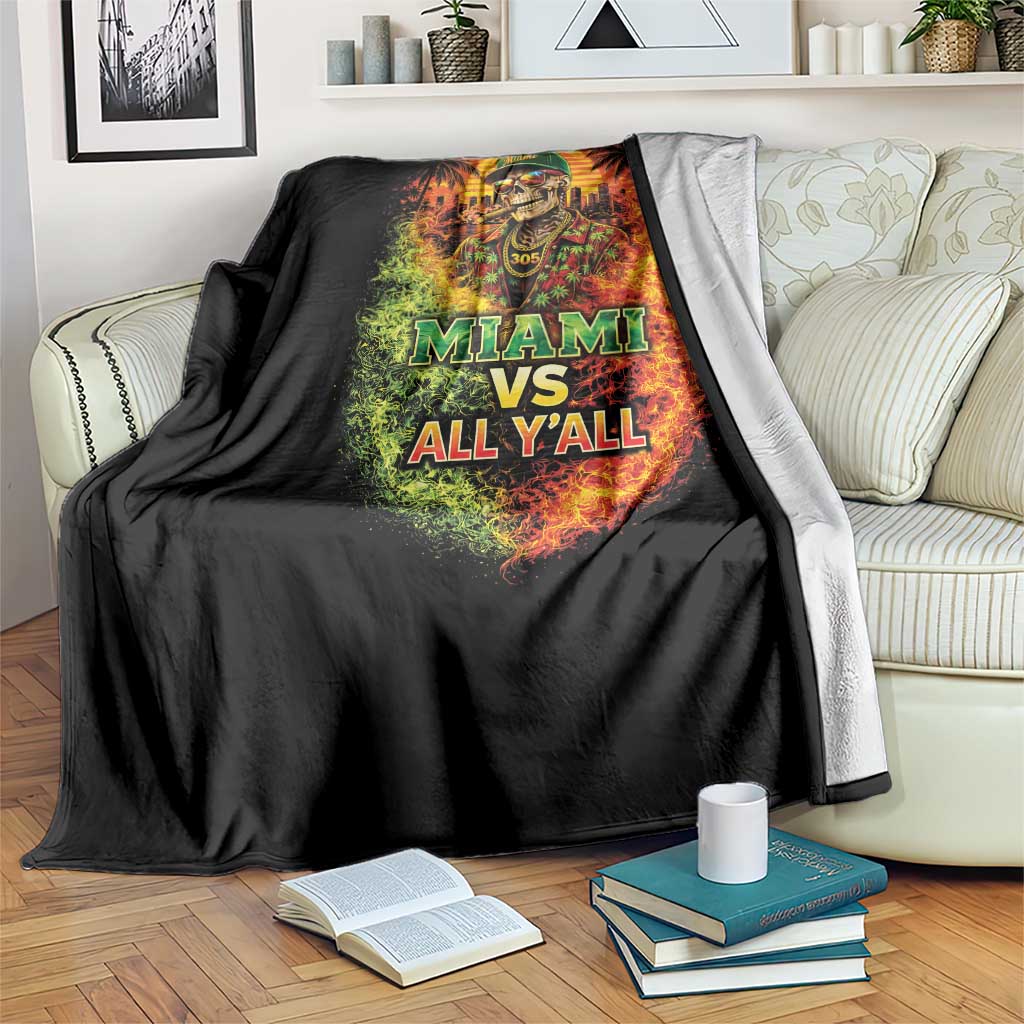 Miami vs All You All 305 Skeleton Flame Graphic Throw Blanket Tropical City Pride Florida Love TS02 Print Your Wear