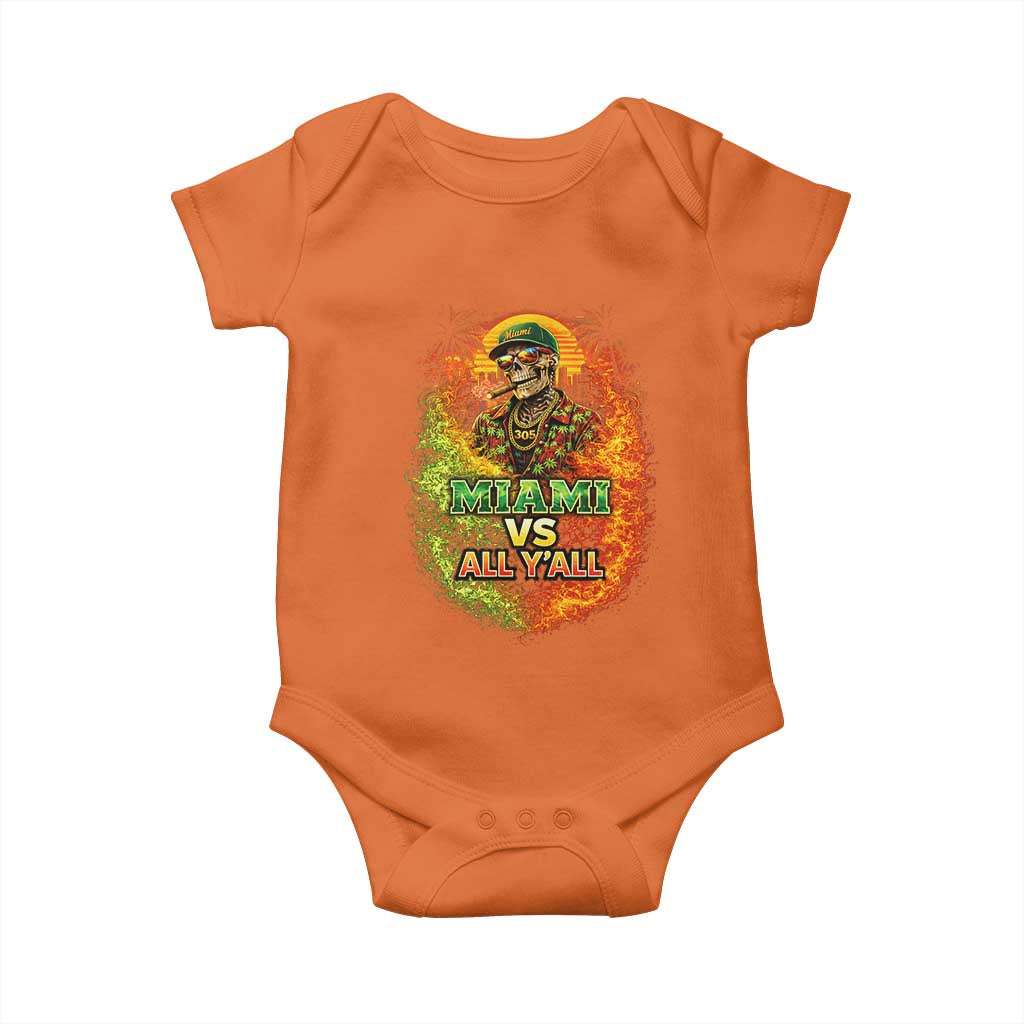 Miami vs All You All 305 Skeleton Flame Graphic Baby Onesie Tropical City Pride Florida Love TS02 Orange Print Your Wear
