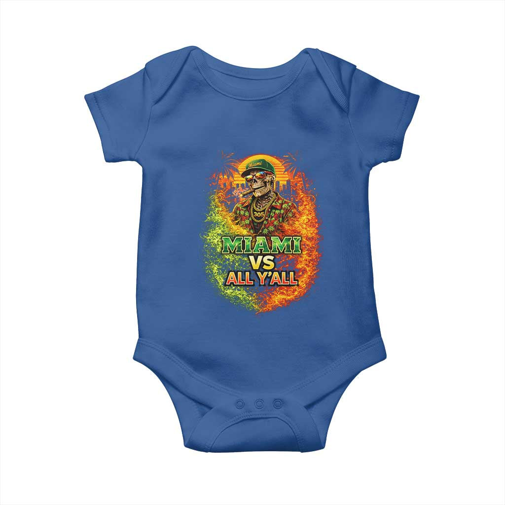 Miami vs All You All 305 Skeleton Flame Graphic Baby Onesie Tropical City Pride Florida Love TS02 Royal Blue Print Your Wear