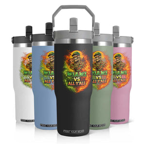 Miami vs All You All 305 Skeleton Flame Graphic Flip Straw Tumbler Tropical City Pride Florida Love TS02 Print Your Wear