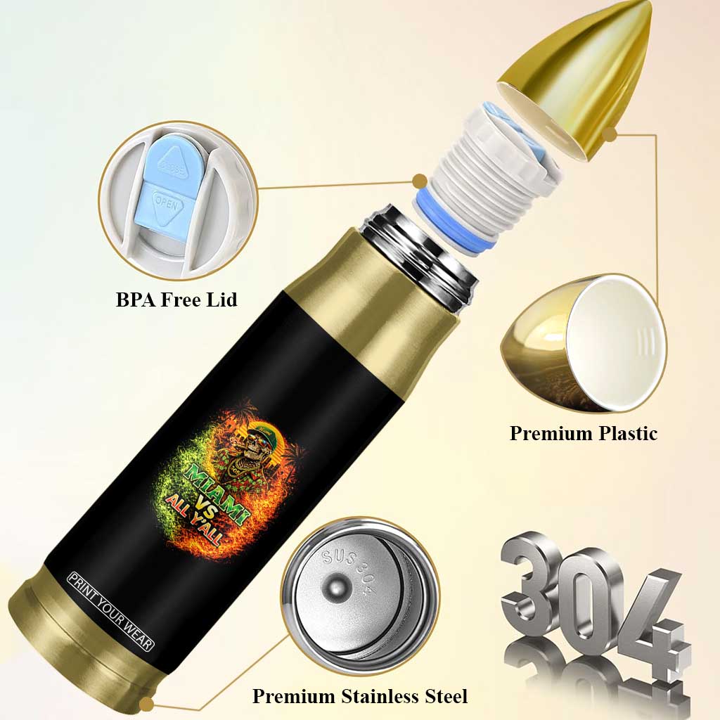 Miami vs All You All 305 Skeleton Flame Graphic Bullet Tumbler Tropical City Pride Florida Love TS02 Print Your Wear