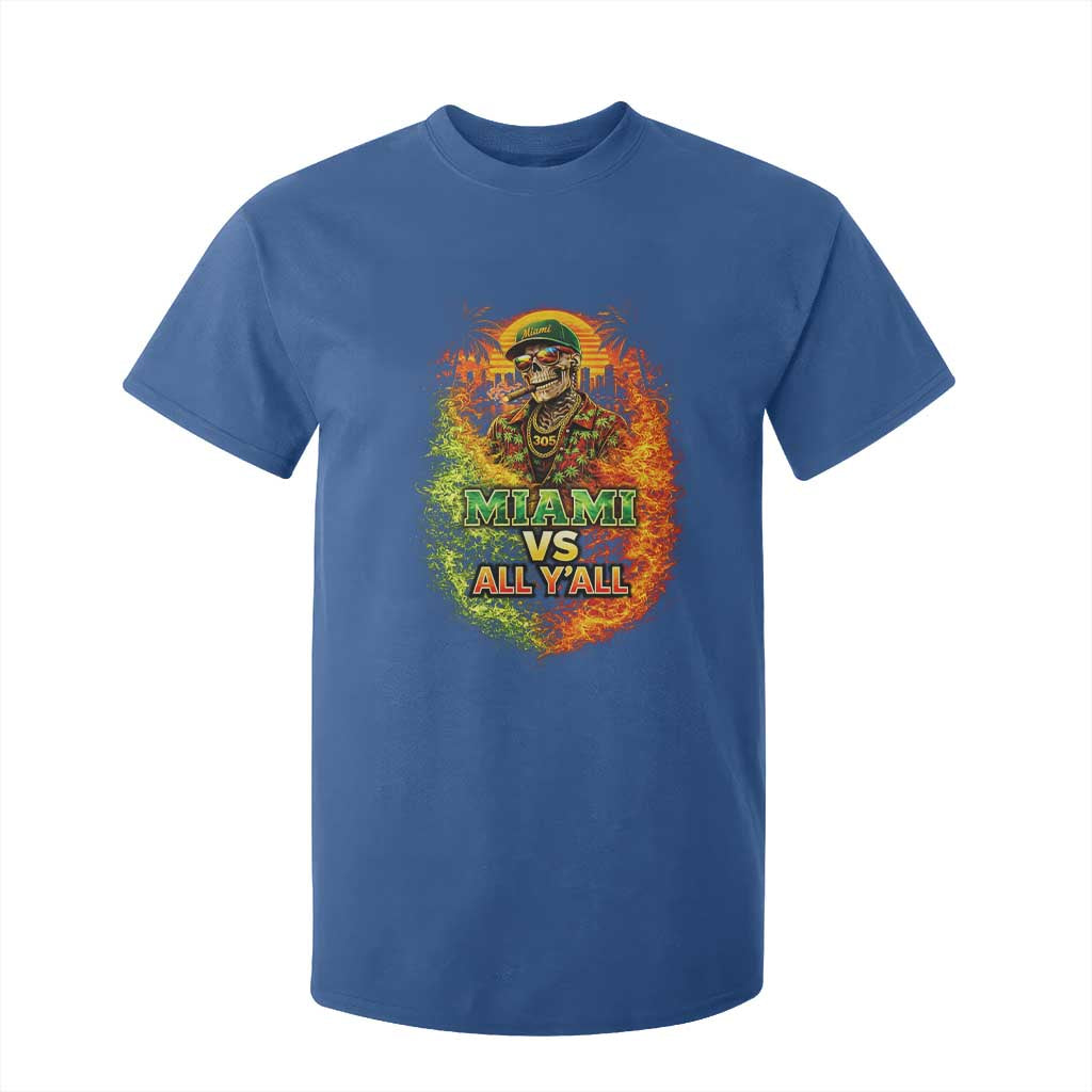 Miami vs All You All 305 Skeleton Flame Graphic T Shirt For Kid Tropical City Pride Florida Love TS02 Royal Blue Print Your Wear