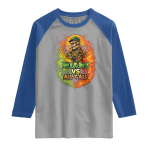 Miami vs All You All 305 Skeleton Flame Graphic Raglan Shirt Tropical City Pride Florida Love TS02 Sport Gray Royal Print Your Wear