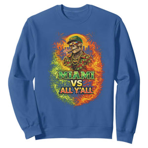Miami vs All You All 305 Skeleton Flame Graphic Sweatshirt Tropical City Pride Florida Love TS02 Royal Blue Print Your Wear