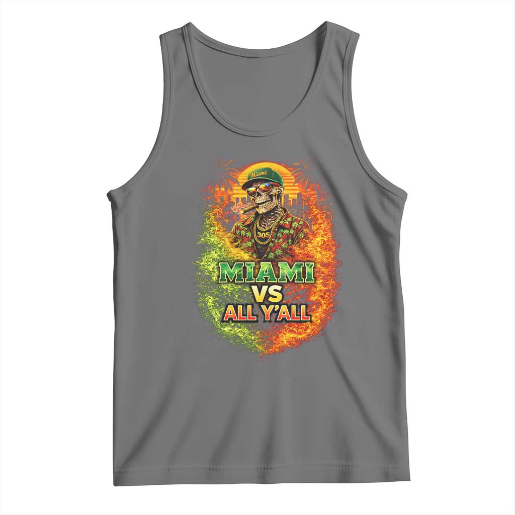 Miami vs All You All 305 Skeleton Flame Graphic Tank Top Tropical City Pride Florida Love TS02 Black Heather Print Your Wear