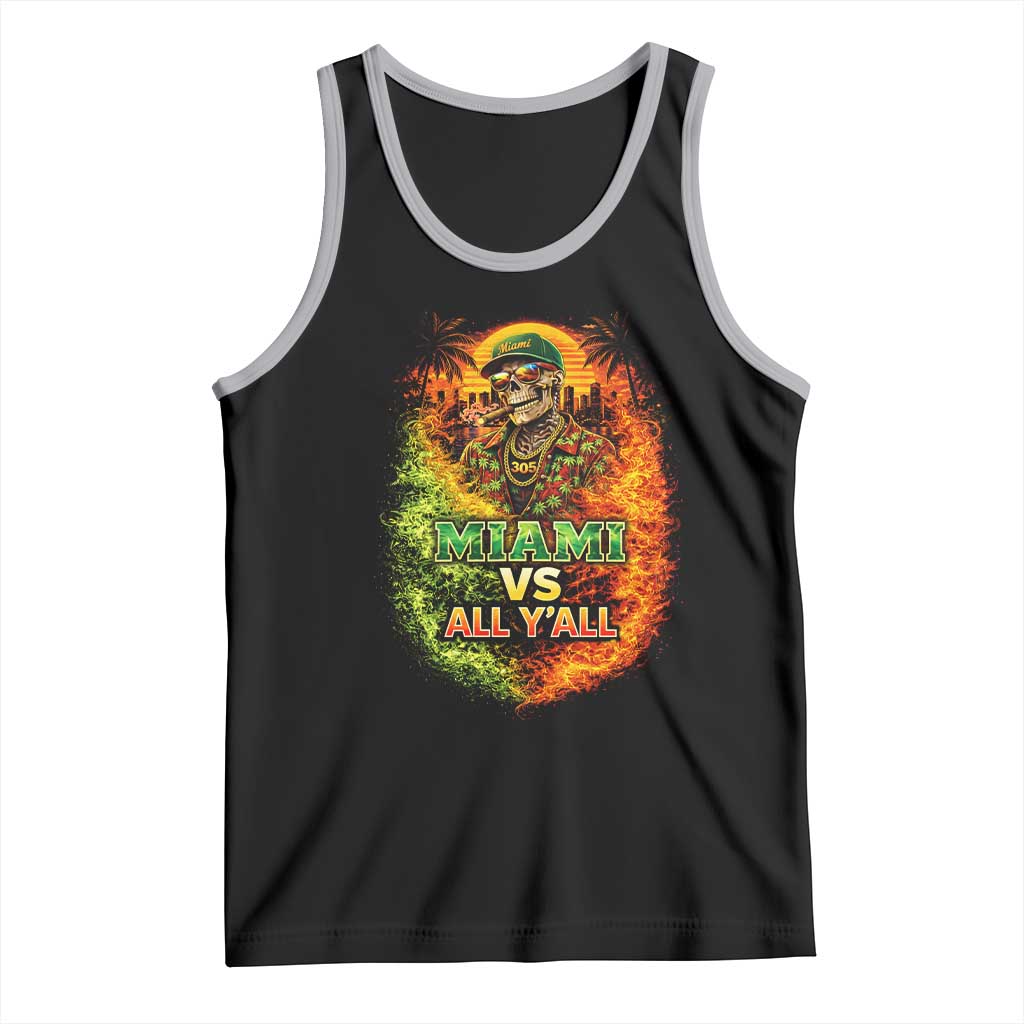 Miami vs All You All 305 Skeleton Flame Graphic Tank Top Tropical City Pride Florida Love TS02 Black Athletic Heather Print Your Wear