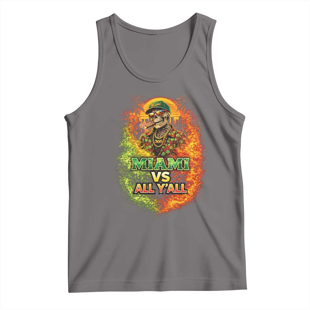 Miami vs All You All 305 Skeleton Flame Graphic Tank Top Tropical City Pride Florida Love TS02 Deep Heather Print Your Wear