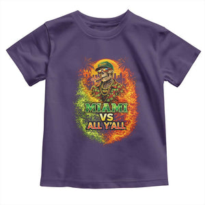 Miami vs All You All 305 Skeleton Flame Graphic Toddler T Shirt Tropical City Pride Florida Love TS02 Purple Print Your Wear