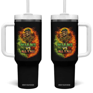 Miami vs All You All 305 Skeleton Flame Graphic Tumbler With Handle Tropical City Pride Florida Love TS02 One Size: 40 oz Black Print Your Wear