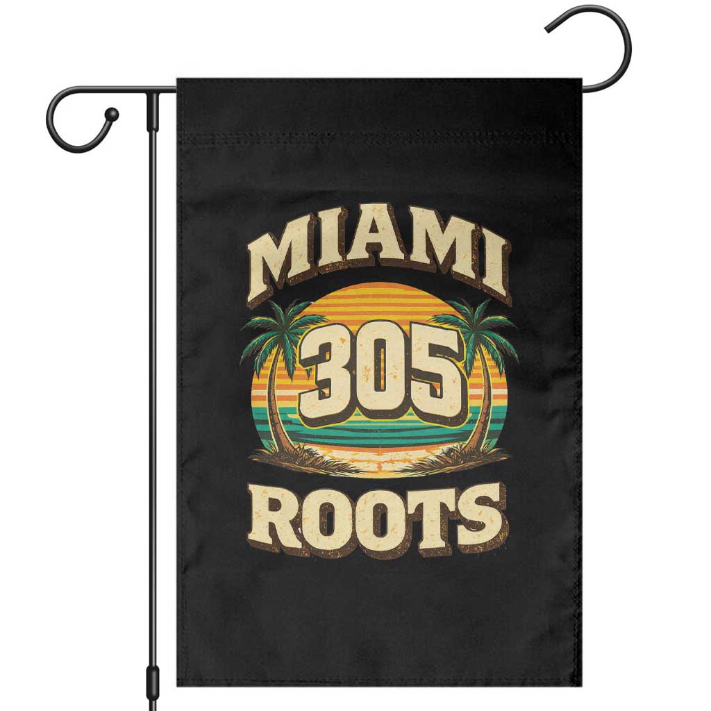 Vintage Miami 305 Roots Garden Flag Retro Sunset Palm Trees Florida Natives TS02 Black Print Your Wear