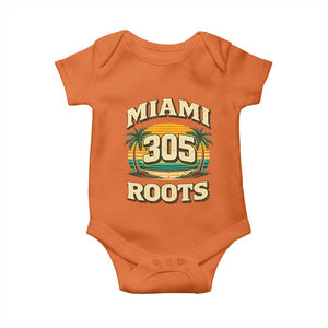 Vintage Miami 305 Roots Baby Onesie Retro Sunset Palm Trees Florida Natives TS02 Orange Print Your Wear