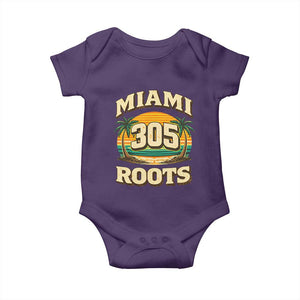 Vintage Miami 305 Roots Baby Onesie Retro Sunset Palm Trees Florida Natives TS02 Purple Print Your Wear