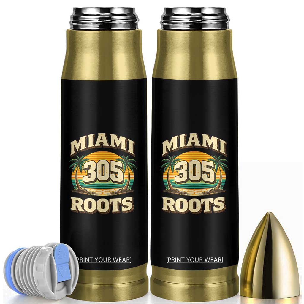 Vintage Miami 305 Roots Bullet Tumbler Retro Sunset Palm Trees Florida Natives TS02 Black Print Your Wear