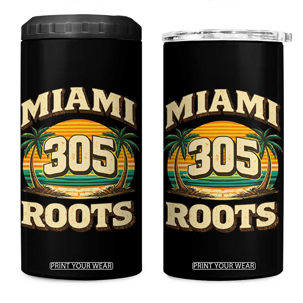 Vintage Miami 305 Roots 4 in 1 Can Cooler Tumbler Retro Sunset Palm Trees Florida Natives TS02 One Size: 16 oz Black Print Your Wear