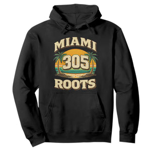Vintage Miami 305 Roots Hoodie Retro Sunset Palm Trees Florida Natives TS02 Black Print Your Wear