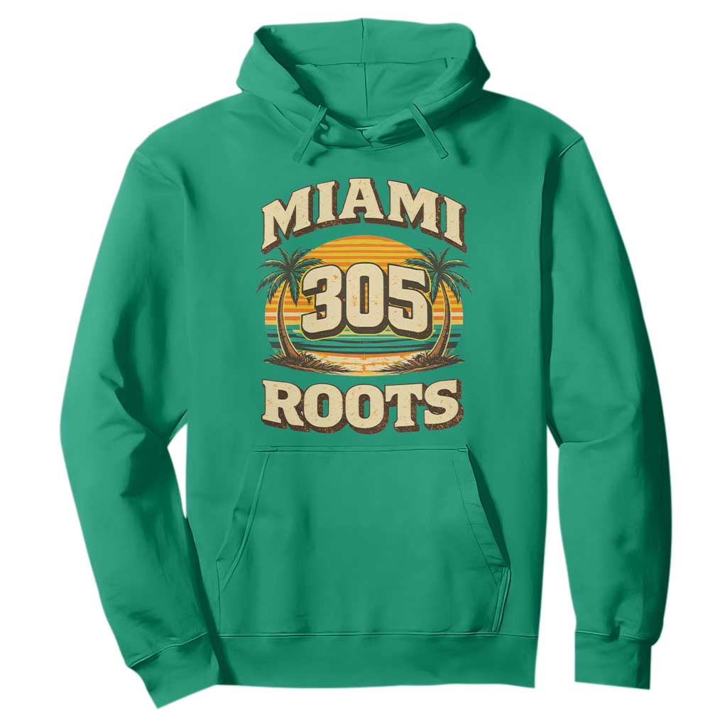 Vintage Miami 305 Roots Hoodie Retro Sunset Palm Trees Florida Natives TS02 Irish Green Print Your Wear