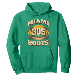 Vintage Miami 305 Roots Hoodie Retro Sunset Palm Trees Florida Natives TS02 Irish Green Print Your Wear