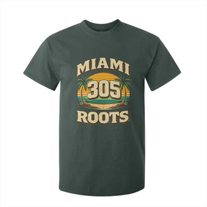 Vintage Miami 305 Roots T Shirt For Kid Retro Sunset Palm Trees Florida Natives TS02 Dark Forest Green Print Your Wear