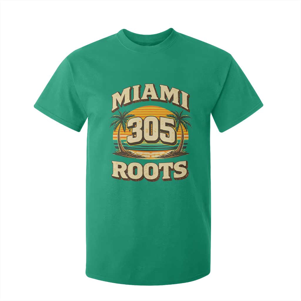 Vintage Miami 305 Roots T Shirt For Kid Retro Sunset Palm Trees Florida Natives TS02 Irish Green Print Your Wear