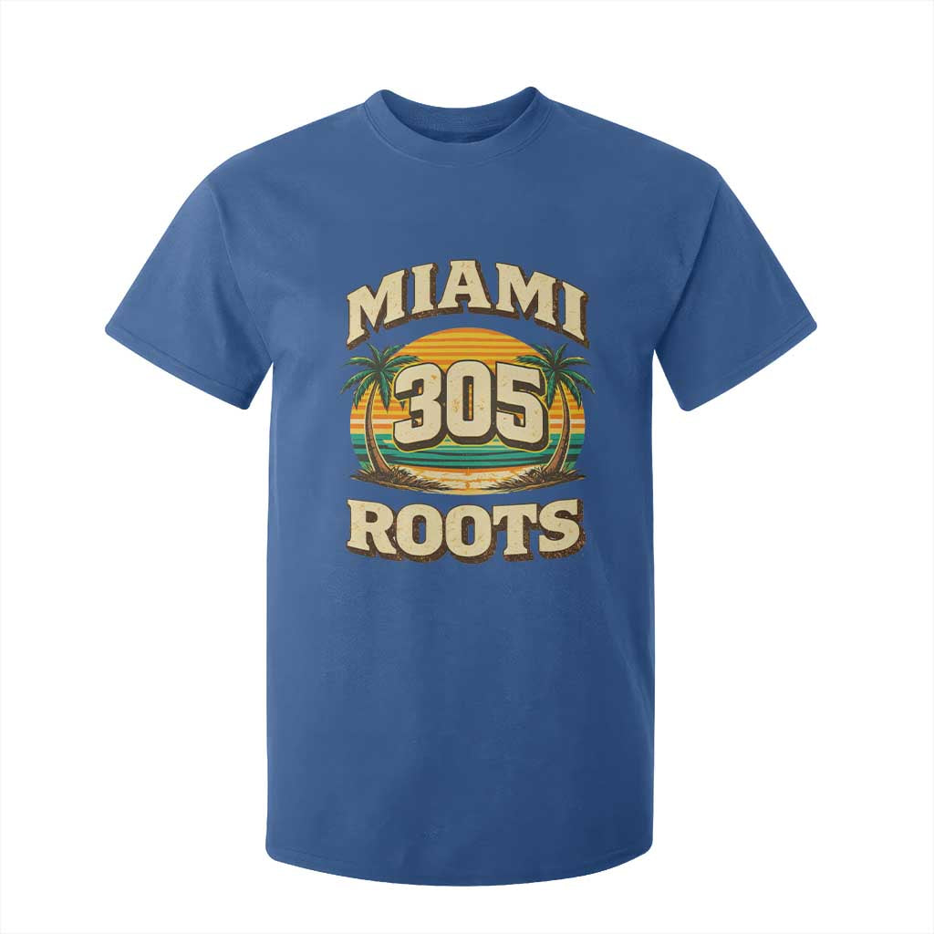 Vintage Miami 305 Roots T Shirt For Kid Retro Sunset Palm Trees Florida Natives TS02 Royal Blue Print Your Wear