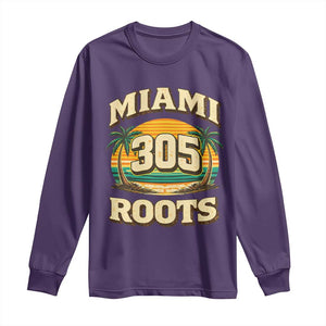 Vintage Miami 305 Roots Long Sleeve Shirt Retro Sunset Palm Trees Florida Natives TS02 Purple Print Your Wear