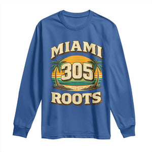 Vintage Miami 305 Roots Long Sleeve Shirt Retro Sunset Palm Trees Florida Natives TS02 Royal Blue Print Your Wear
