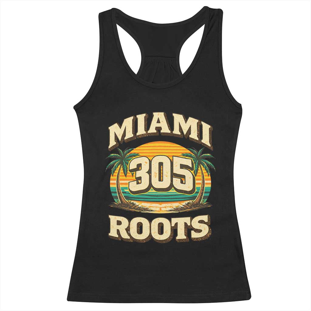 Vintage Miami 305 Roots Racerback Tank Top Retro Sunset Palm Trees Florida Natives TS02 Black Print Your Wear