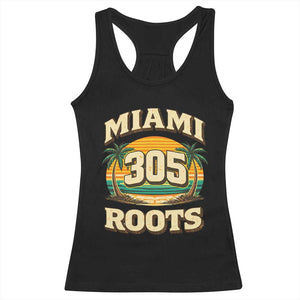 Vintage Miami 305 Roots Racerback Tank Top Retro Sunset Palm Trees Florida Natives TS02 Black Print Your Wear
