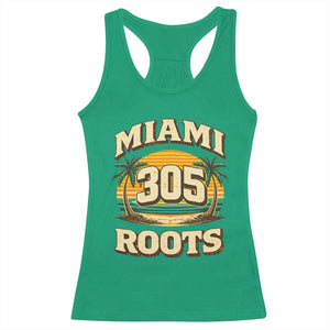 Vintage Miami 305 Roots Racerback Tank Top Retro Sunset Palm Trees Florida Natives TS02 Irish Green Print Your Wear