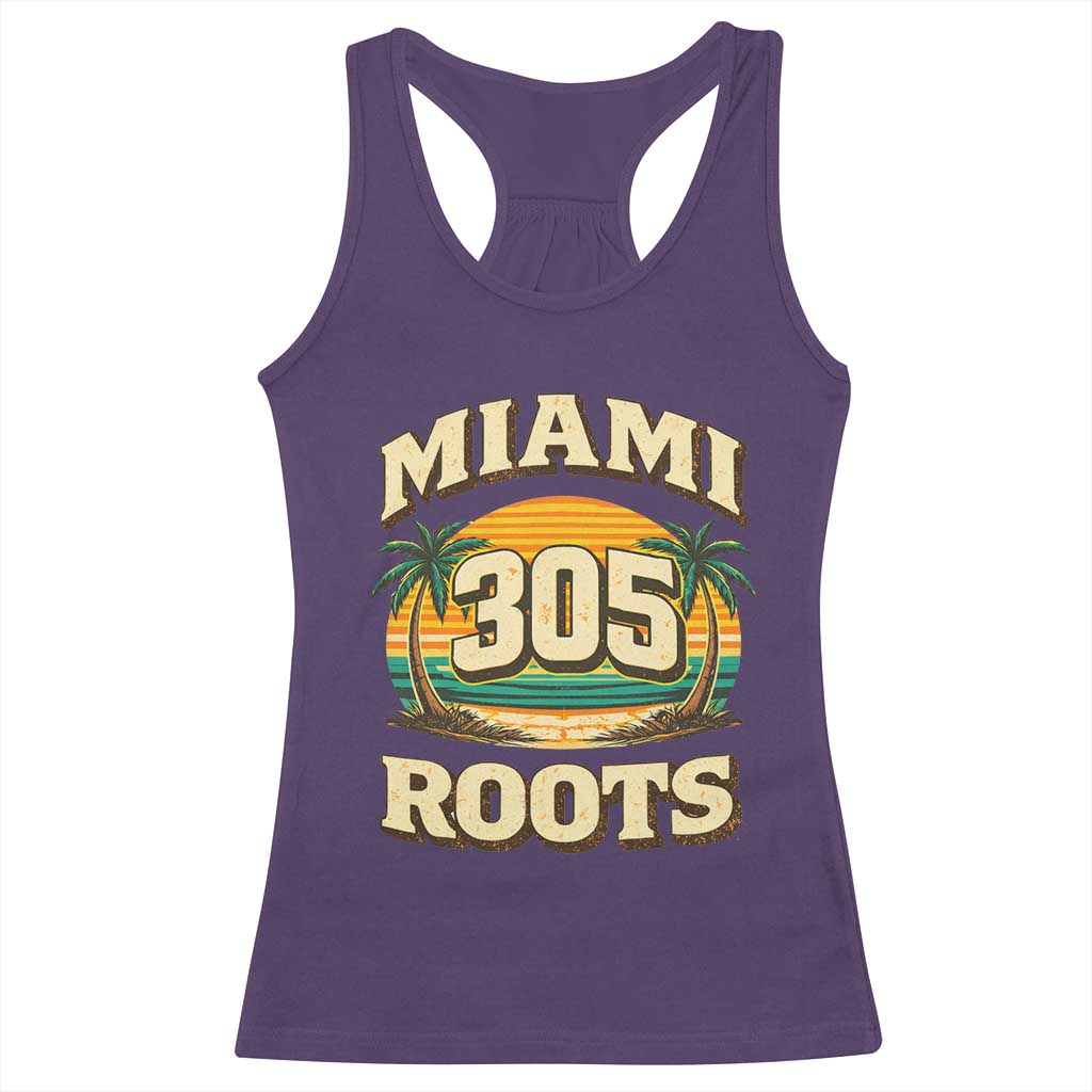 Vintage Miami 305 Roots Racerback Tank Top Retro Sunset Palm Trees Florida Natives TS02 Purple Print Your Wear