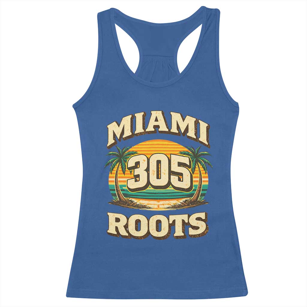 Vintage Miami 305 Roots Racerback Tank Top Retro Sunset Palm Trees Florida Natives TS02 Royal Blue Print Your Wear