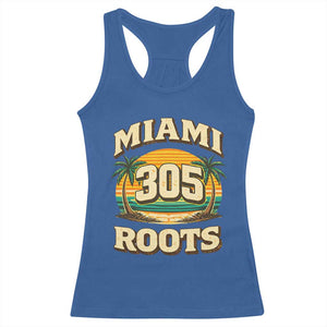 Vintage Miami 305 Roots Racerback Tank Top Retro Sunset Palm Trees Florida Natives TS02 Royal Blue Print Your Wear