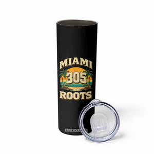 Vintage Miami 305 Roots Skinny Tumbler Retro Sunset Palm Trees Florida Natives TS02 Print Your Wear