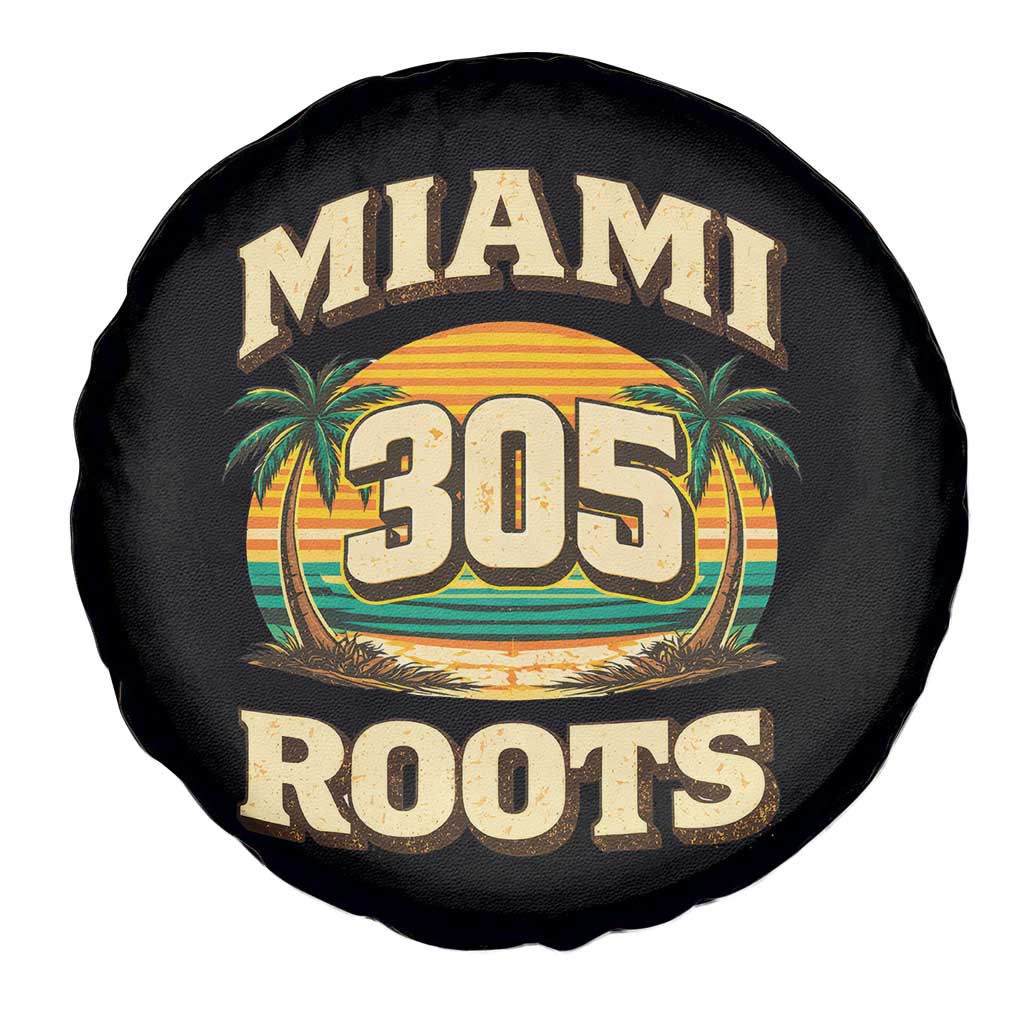 Vintage Miami 305 Roots Spare Tire Cover Retro Sunset Palm Trees Florida Natives TS02 Print Your Wear