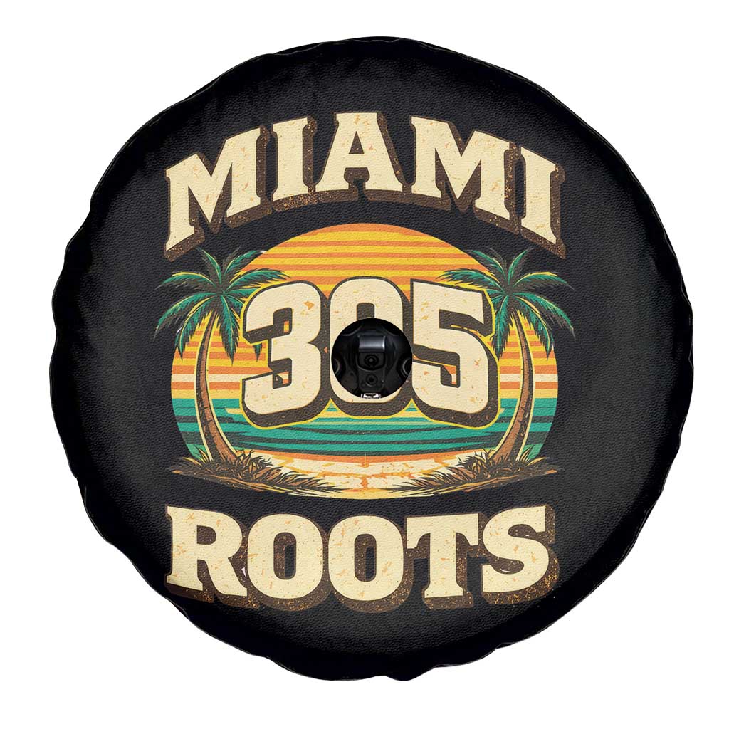 Vintage Miami 305 Roots Spare Tire Cover Retro Sunset Palm Trees Florida Natives TS02 Print Your Wear