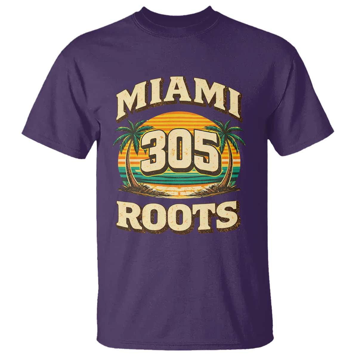 Vintage Miami 305 Roots T Shirt Retro Sunset Palm Trees Florida Natives TS02 Purple Print Your Wear