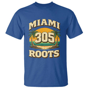 Vintage Miami 305 Roots T Shirt Retro Sunset Palm Trees Florida Natives TS02 Royal Blue Print Your Wear