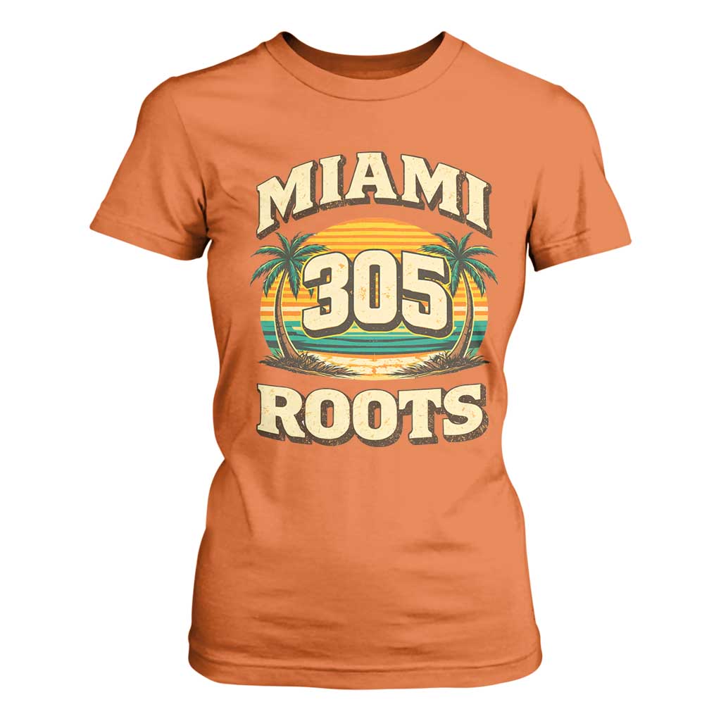 Vintage Miami 305 Roots T Shirt For Women Retro Sunset Palm Trees Florida Natives TS02 Orange Print Your Wear