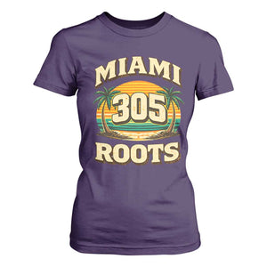 Vintage Miami 305 Roots T Shirt For Women Retro Sunset Palm Trees Florida Natives TS02 Purple Print Your Wear