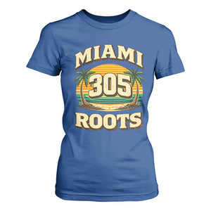 Vintage Miami 305 Roots T Shirt For Women Retro Sunset Palm Trees Florida Natives TS02 Royal Blue Print Your Wear