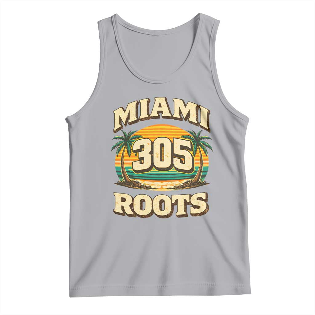 Vintage Miami 305 Roots Tank Top Retro Sunset Palm Trees Florida Natives TS02 Athletic Heather Print Your Wear